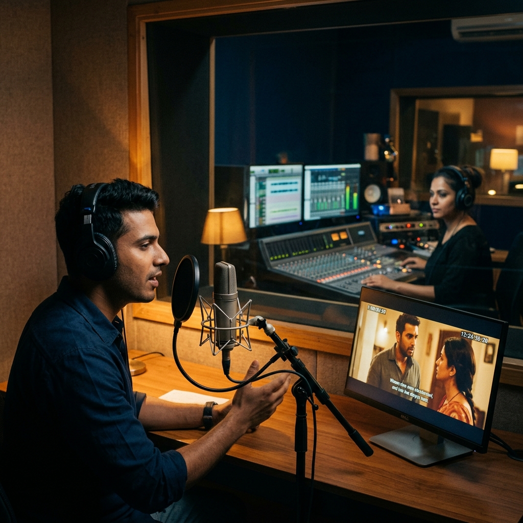 Studio dubbing session for a short film at WWAMMA